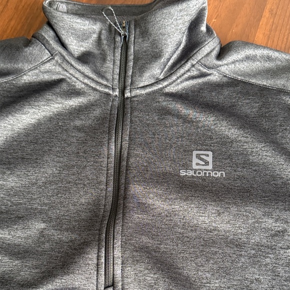 Salomon Men's Black and Gray Zip-Up Sweater - large - Picture 4 of 10